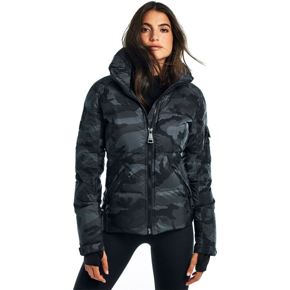 SAM NY Camo Freestyle Down Puffer Jacket Camo Gray black sz XS